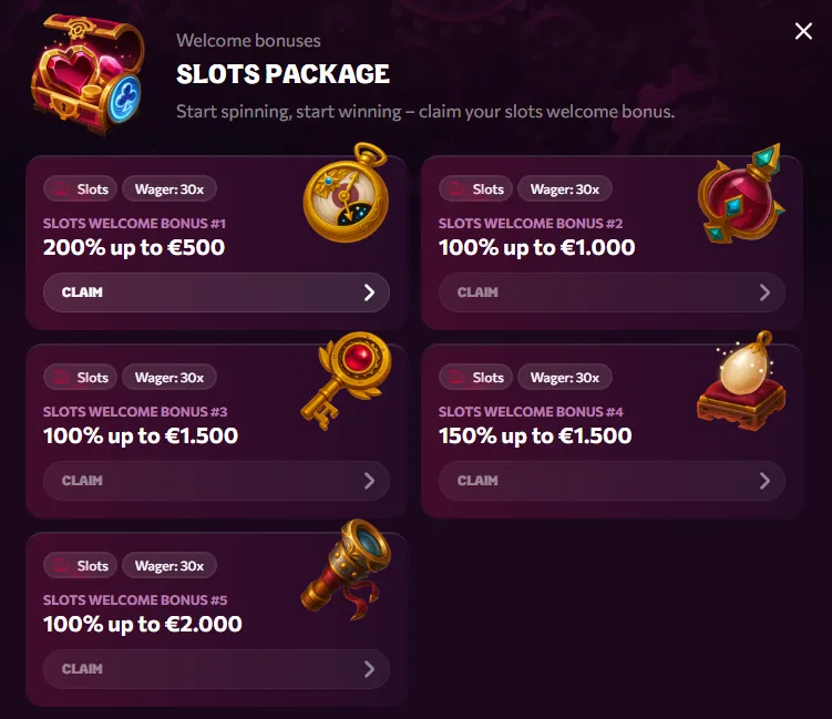 Chanze Casino welkomstbonus voor slots